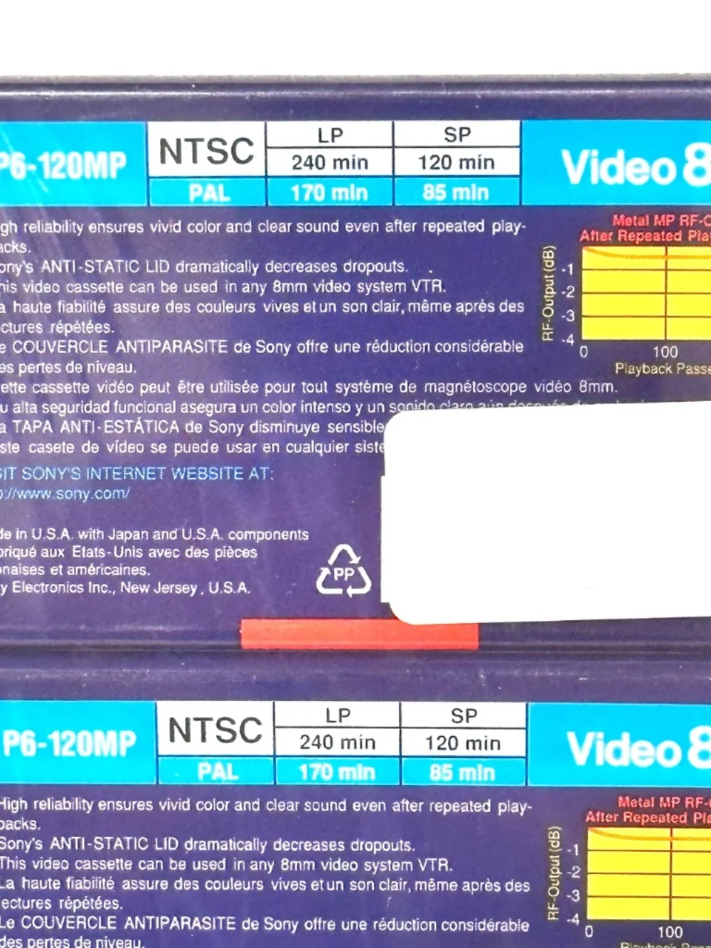 Sony P6-120PM 120 Minutes, 8mm Video Cassette Pack of 5 Factory Sealed New